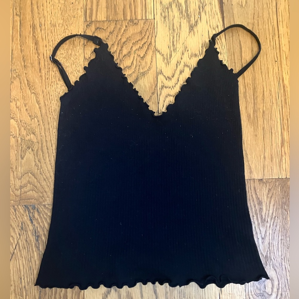 Intimately Free People Cami Top XS/S Small Black Frilly Stretch Women's Used